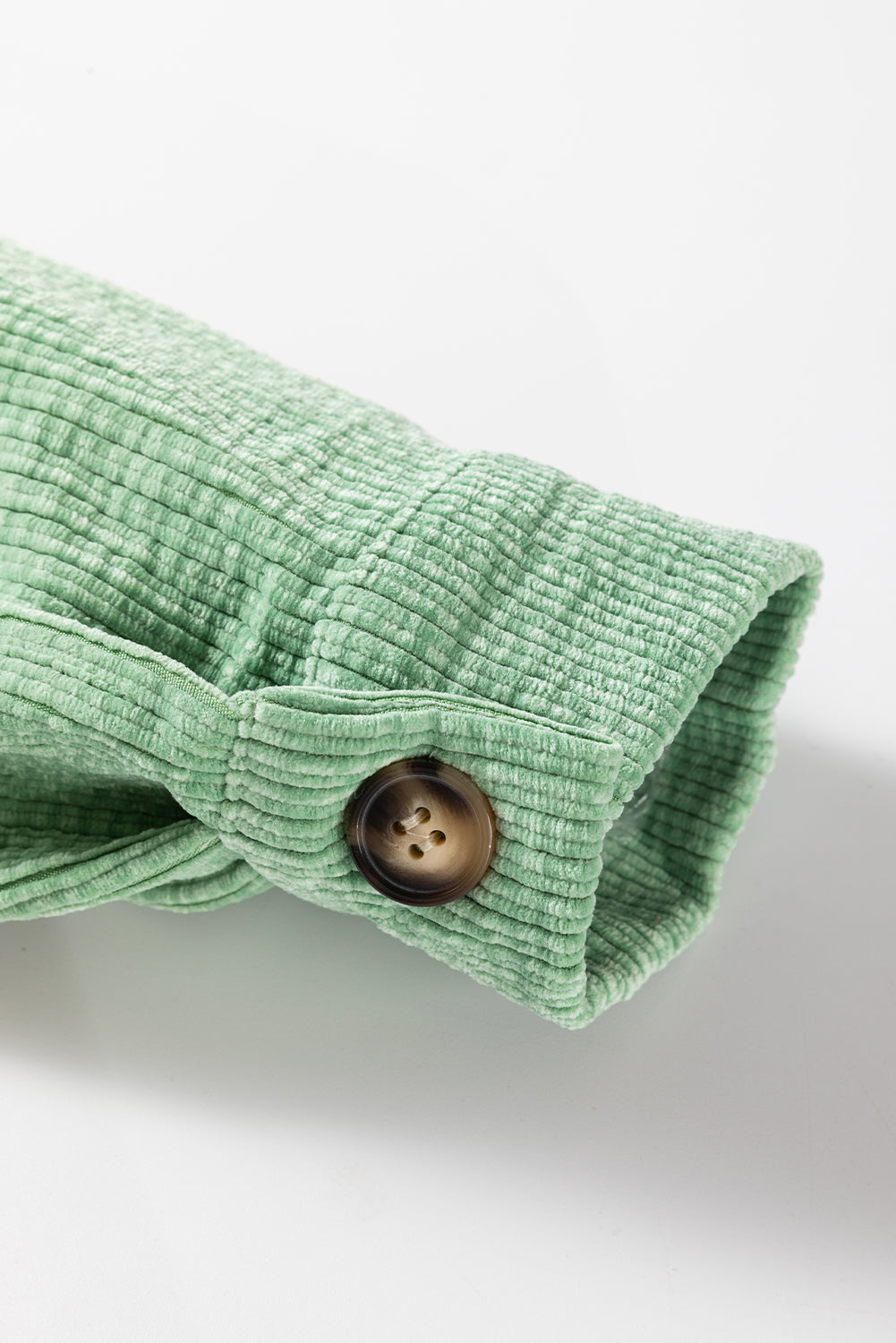 Mist Green Patched Pocket Button Up Corduroy Shacket - Glimmer Road