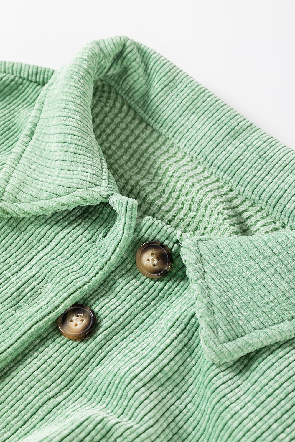 Mist Green Patched Pocket Button Up Corduroy Shacket - Glimmer Road