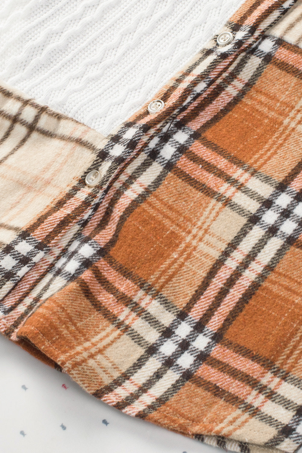 Orange Plaid Color Block Patchwork Shirt Jacket with Pocket - Glimmer Road