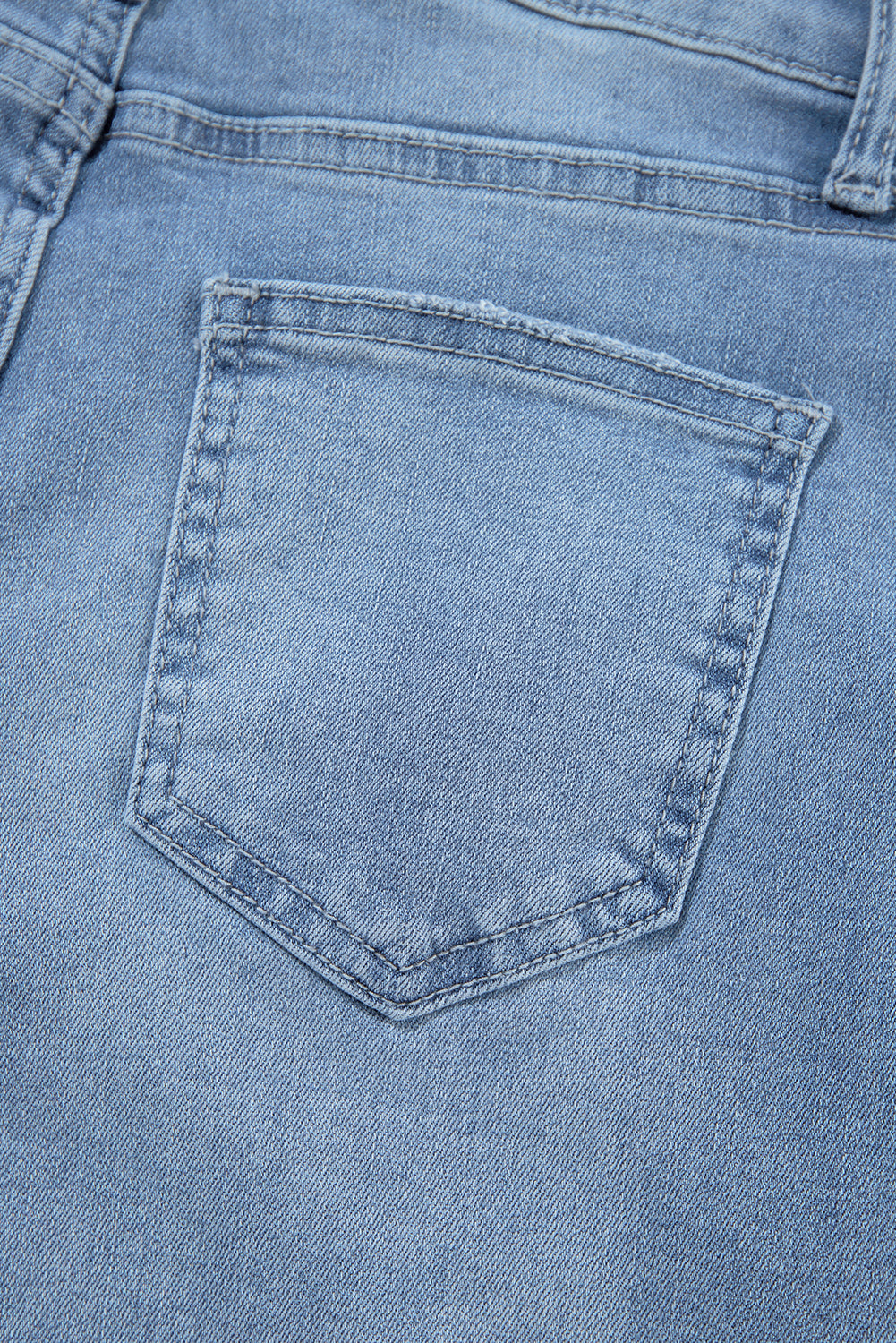 Dusk Blue High Rise Asymmetric Button Zip Fly Ripped Jeans - Glimmer Road