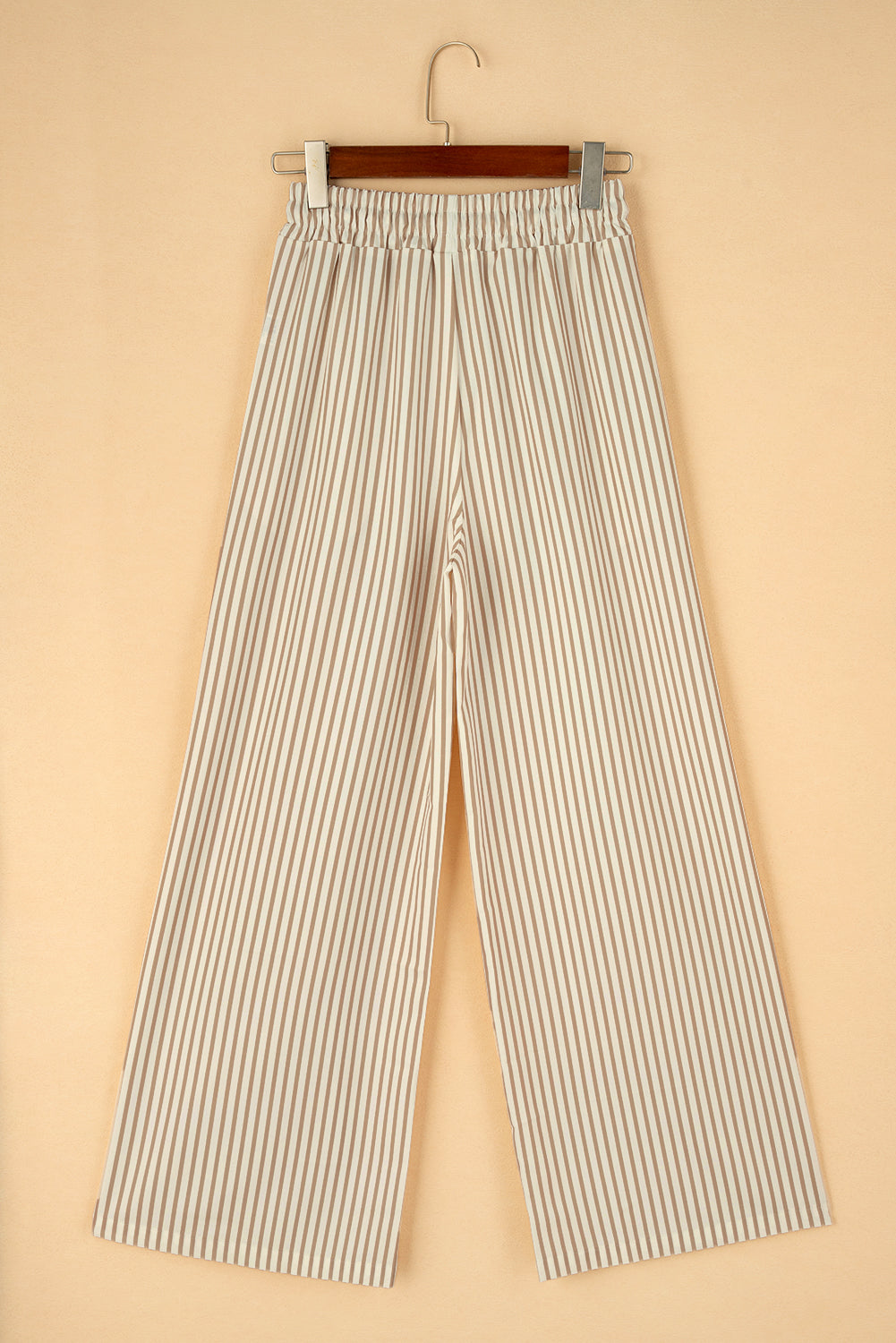 Khaki Stripe Print Wide Leg Drawstring Pants - Glimmer Road