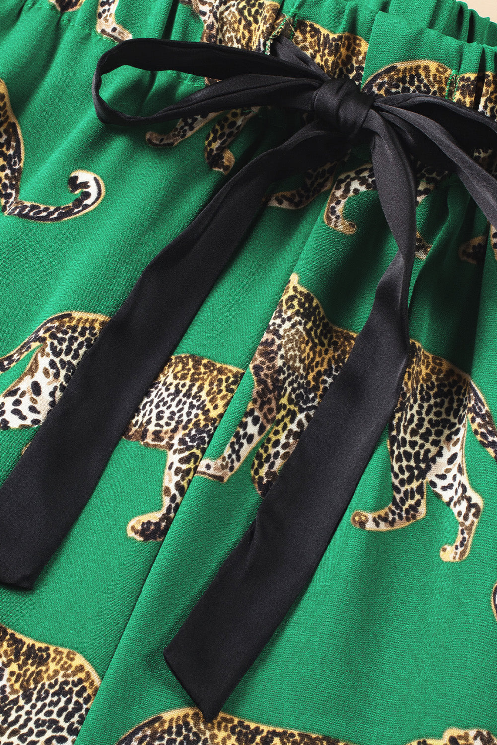 Green Cheetah Print Short Sleeve Shirt and Pants Pajama Set - Glimmer Road