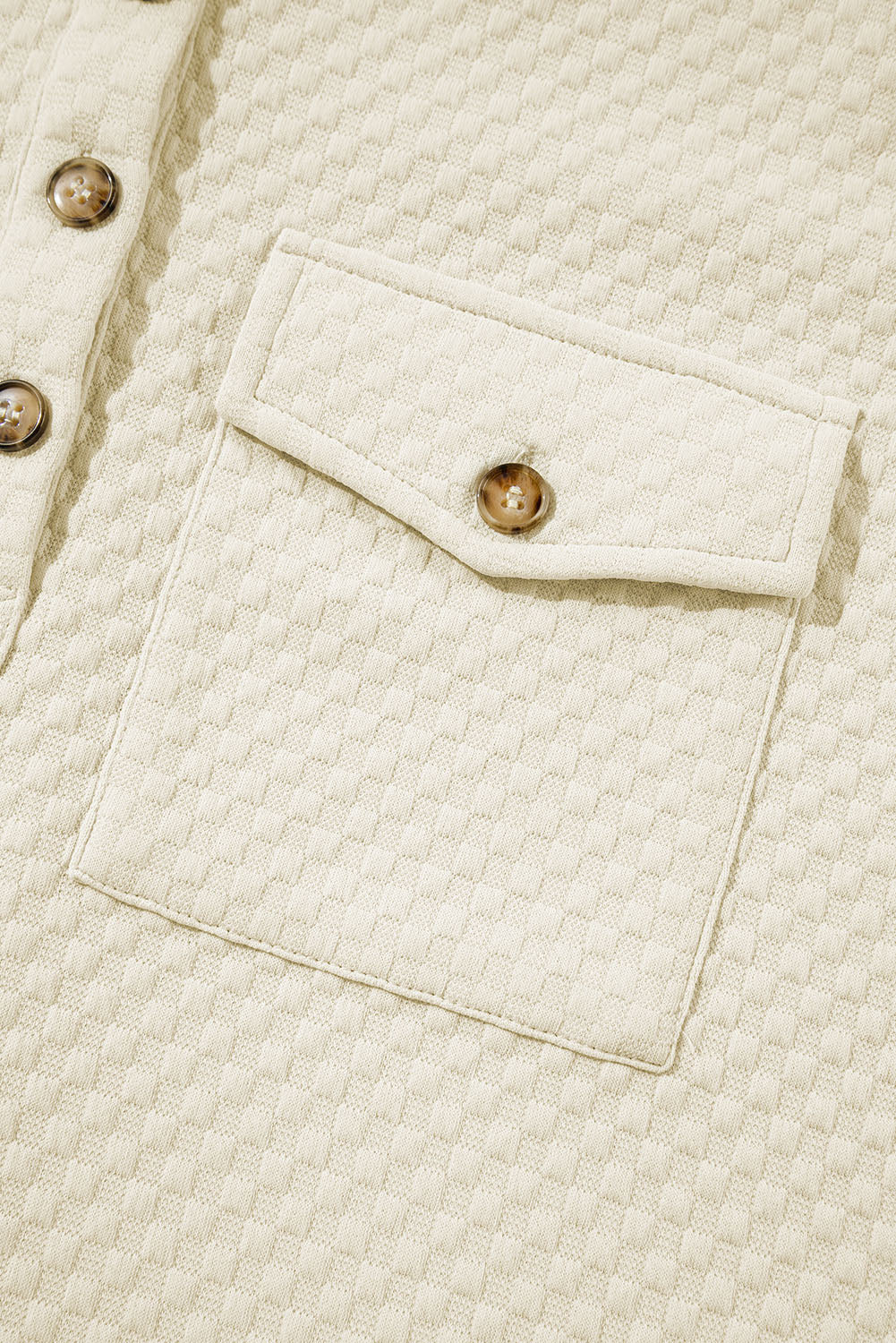 Apricot Textured Buttoned Neckline Side Pockets Hoodie - Glimmer Road