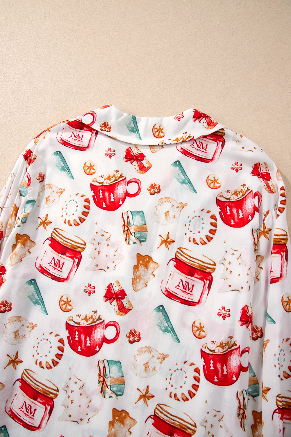 White Christmas Pattern Long Sleeve Shirt and Pants Pajama Set - Glimmer Road