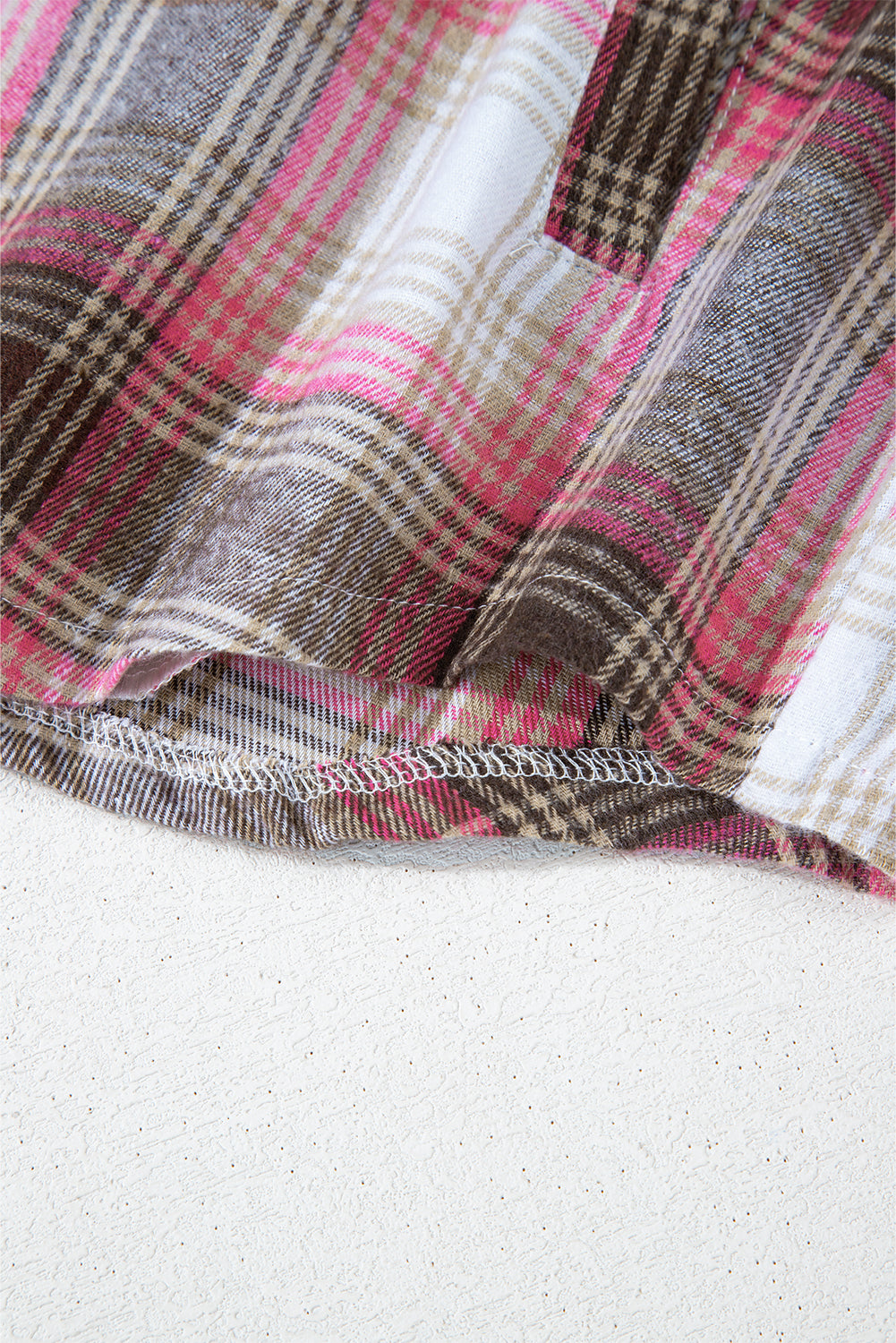 Pink Plaid Flap Pocket Button Up Shacket - Glimmer Road