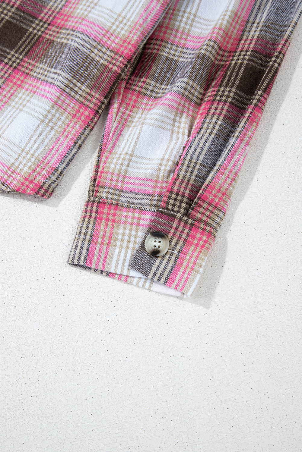 Pink Plaid Flap Pocket Button Up Shacket - Glimmer Road