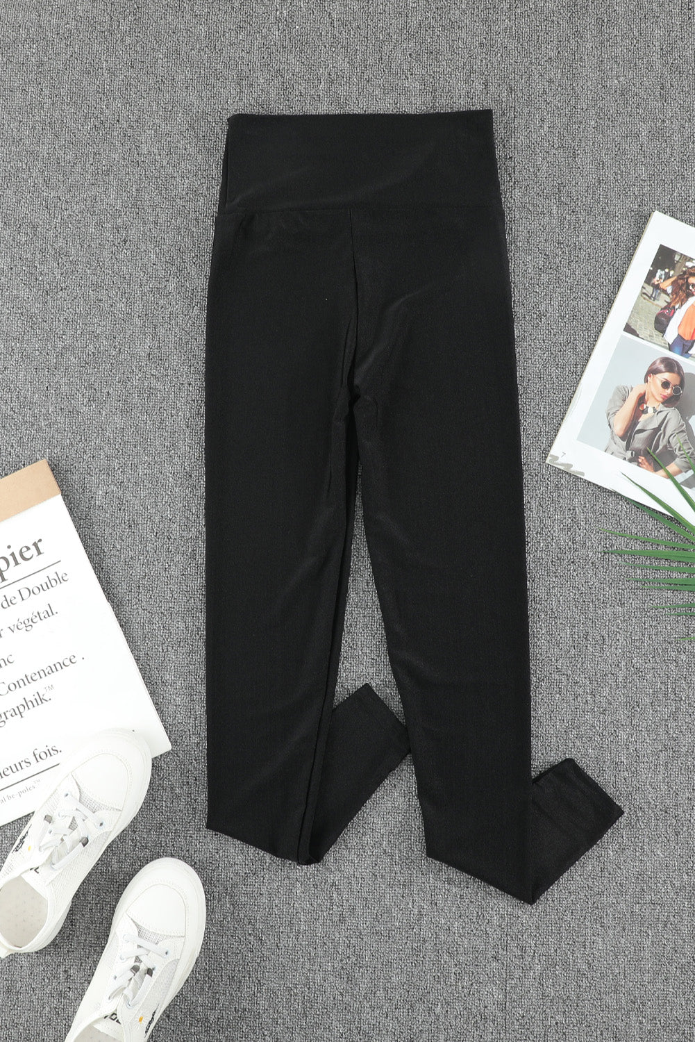 Black High Rise Tight Leggings with Waist Cincher - Glimmer Road