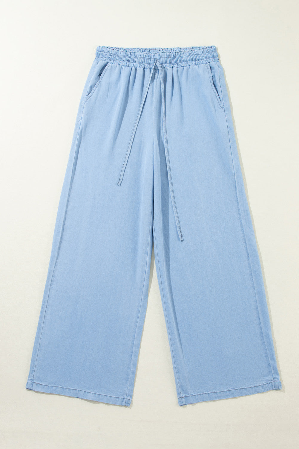 Myosotis Drawstring High Waist Wide Leg Denim Pants - Glimmer Road