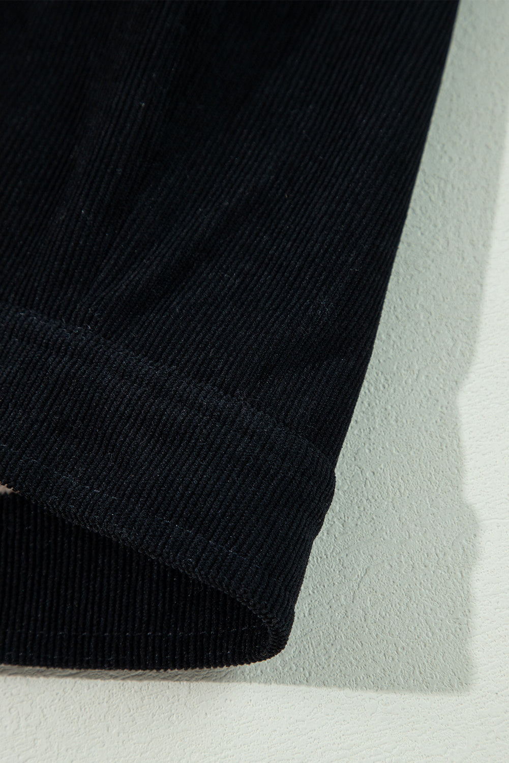 Black Fleece Lined Button-up Collared Corduroy Crop Jacket - Glimmer Road