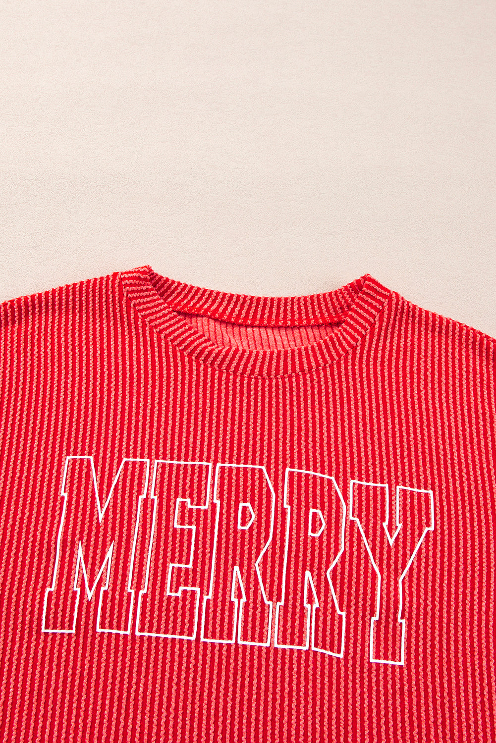 Racing Red Corded MERRY Graphic Long Sleeve Top and Shorts Set - Glimmer Road