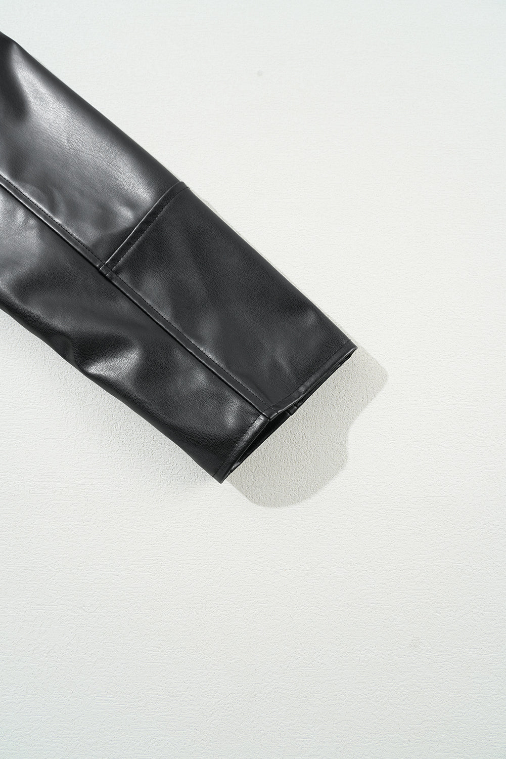 Black PU Leather Lapel Collar Zipper Jacket - Glimmer Road