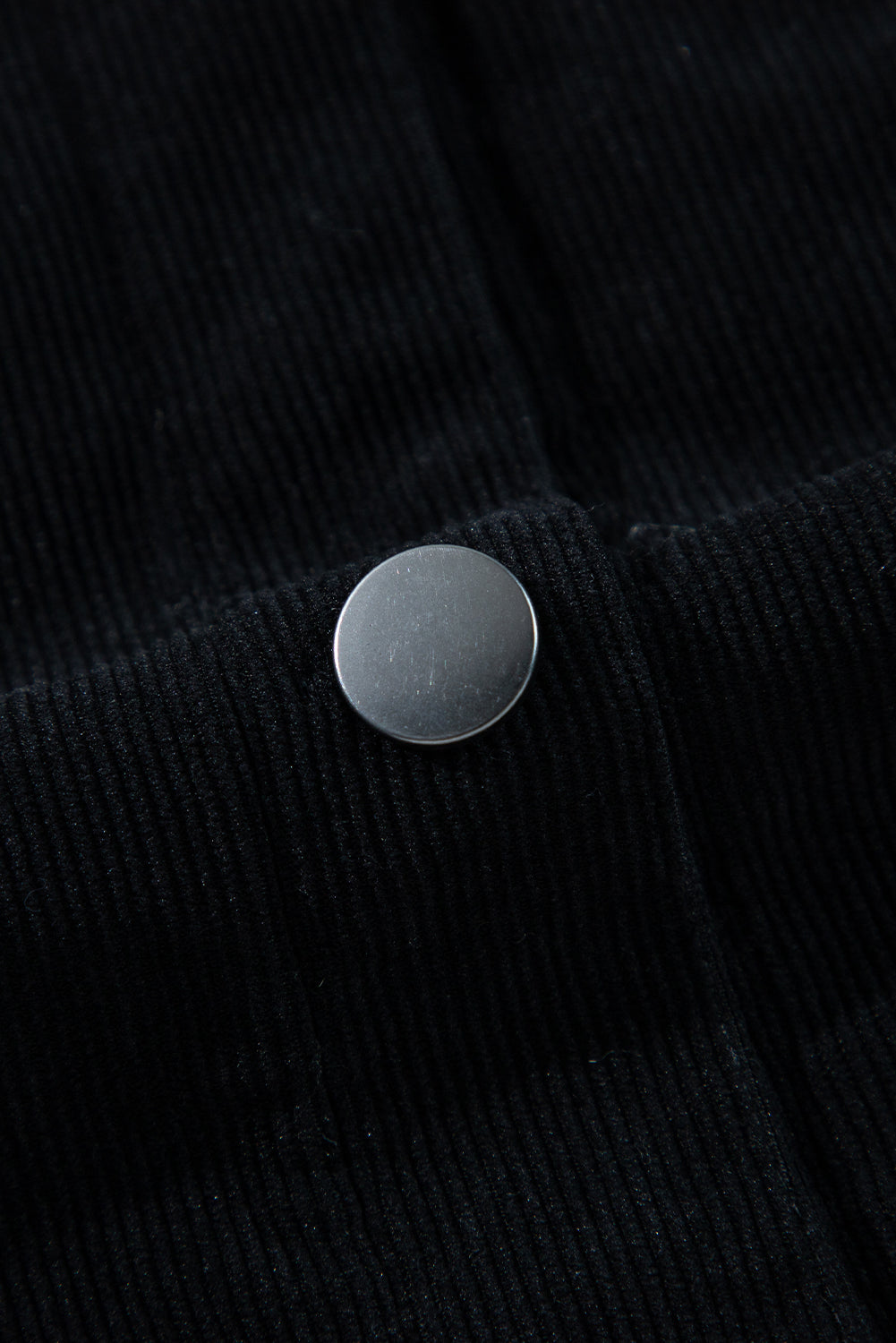 Black Fleece Lined Button-up Collared Corduroy Crop Jacket - Glimmer Road