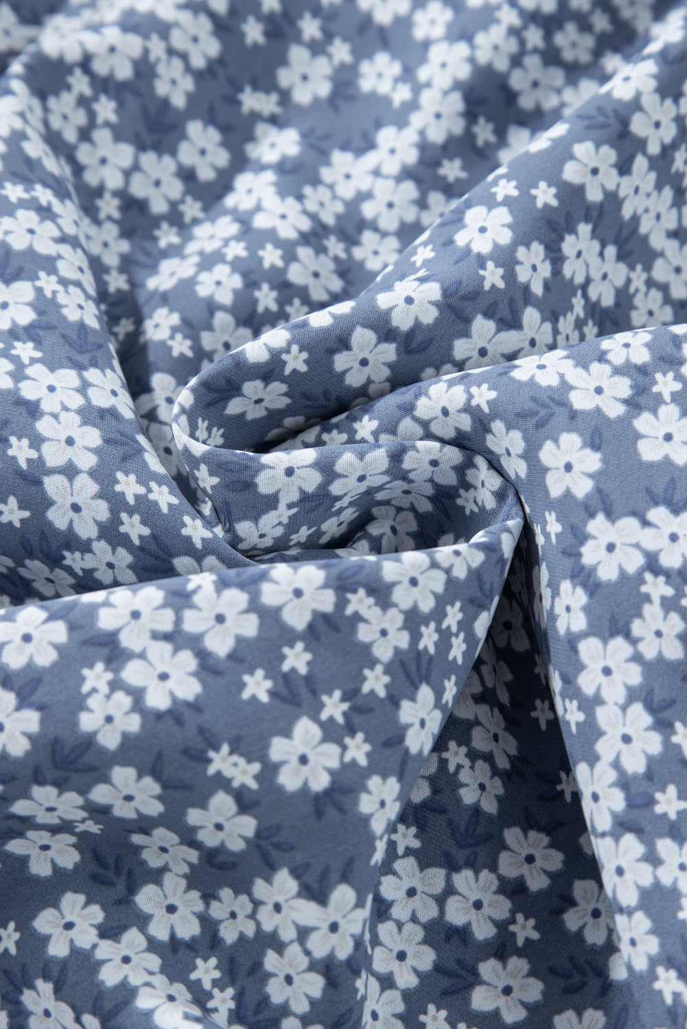 Dusk Blue Thin Straps Smocked Bodice Wide Leg Floral Jumpsuit - Glimmer Road