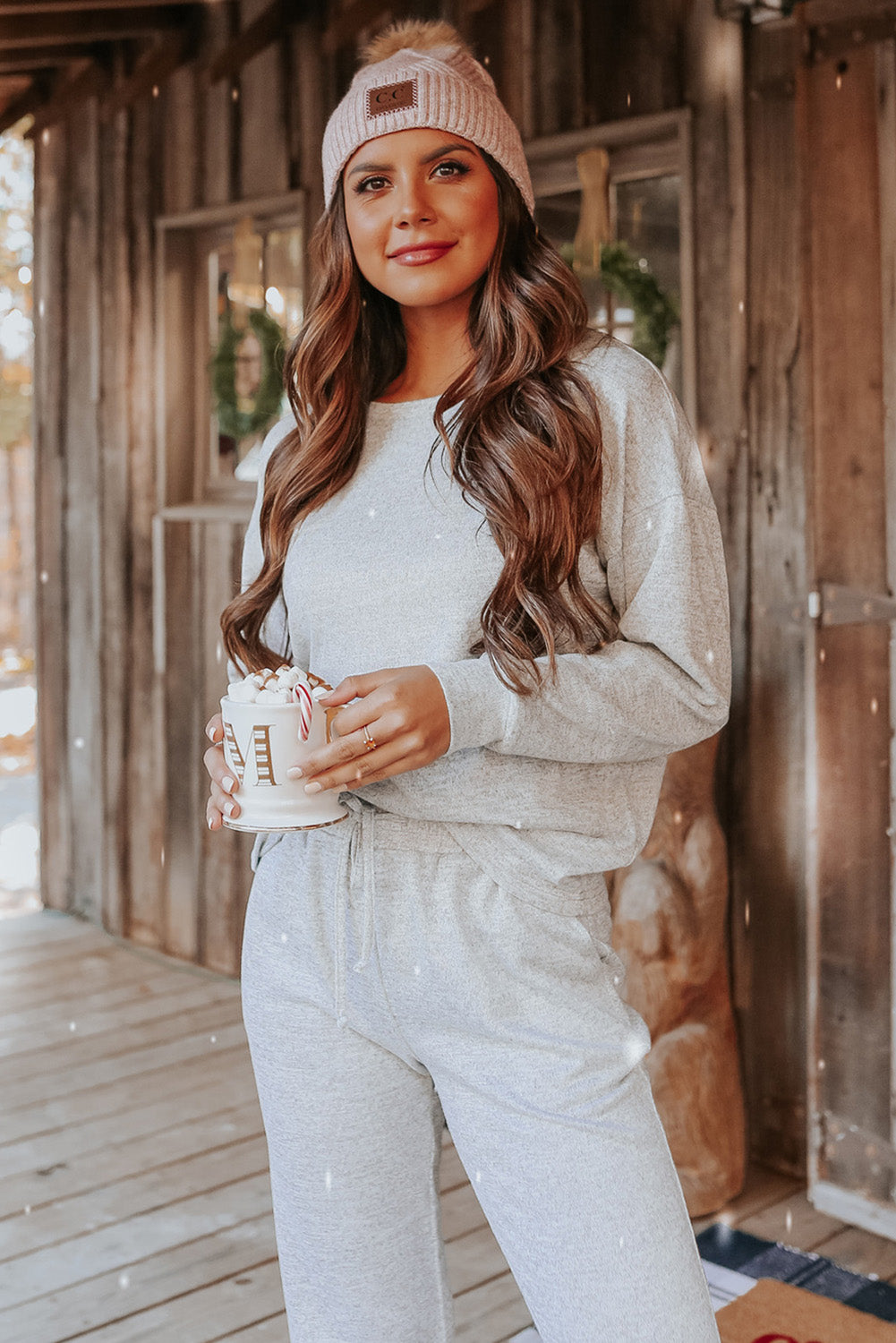 Gray Long Sleeve Pullover and Jogger Pants Lounge Set - Glimmer Road