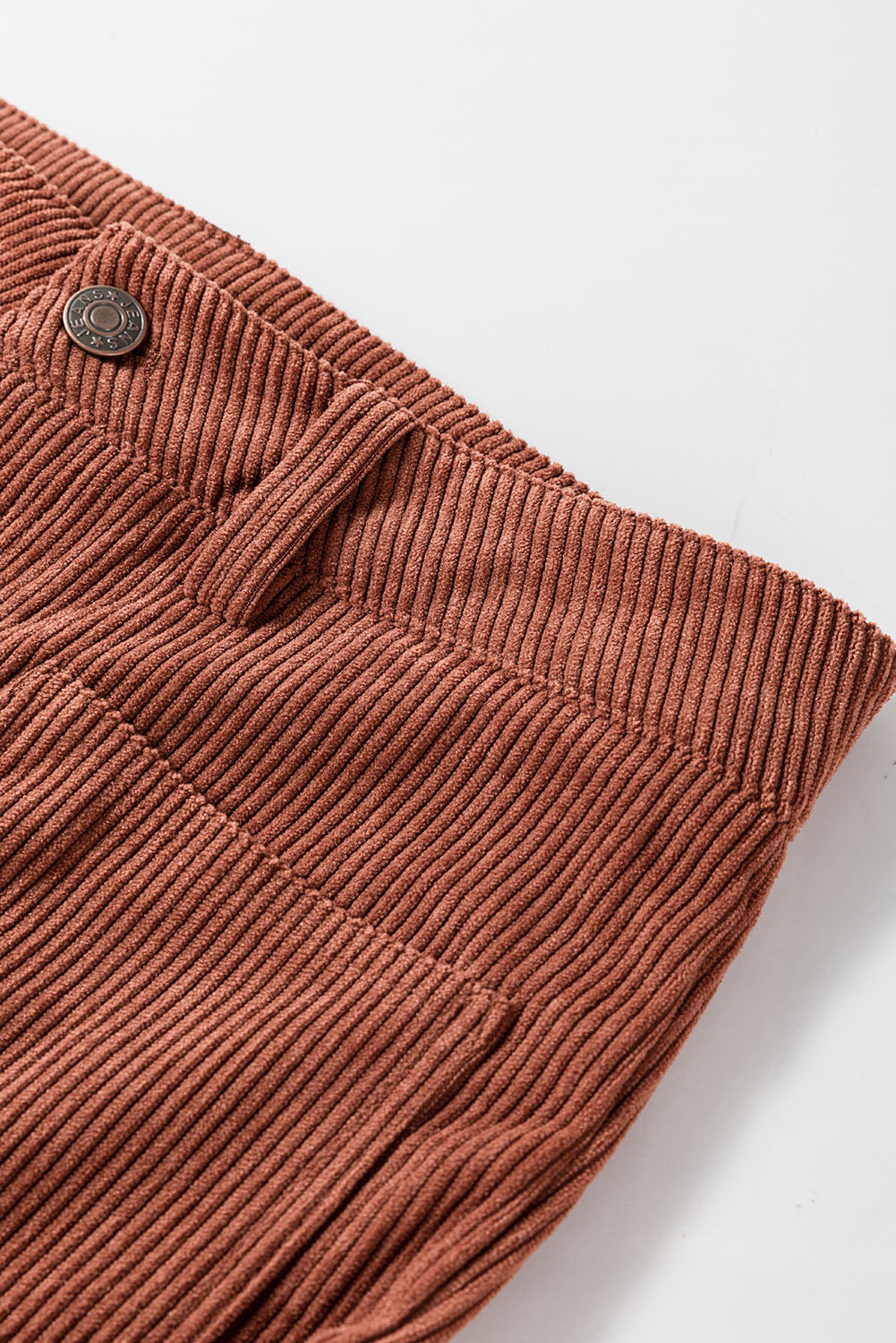 Brown High Waist Square Pockets Corduroy Pants - Glimmer Road