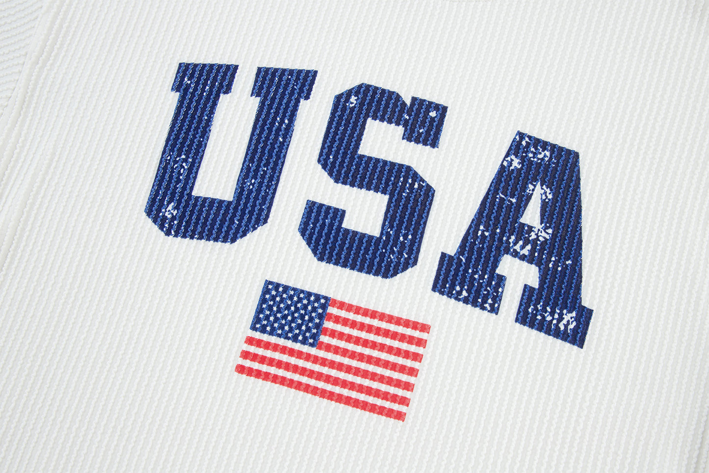 White USA Flag Corded Graphic Sweatshirt - Glimmer Road