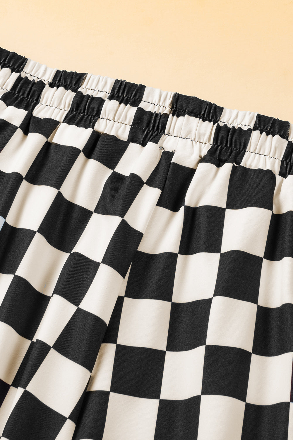 Black Checkered Drawstring Elastic Waist Casual Shorts - Glimmer Road