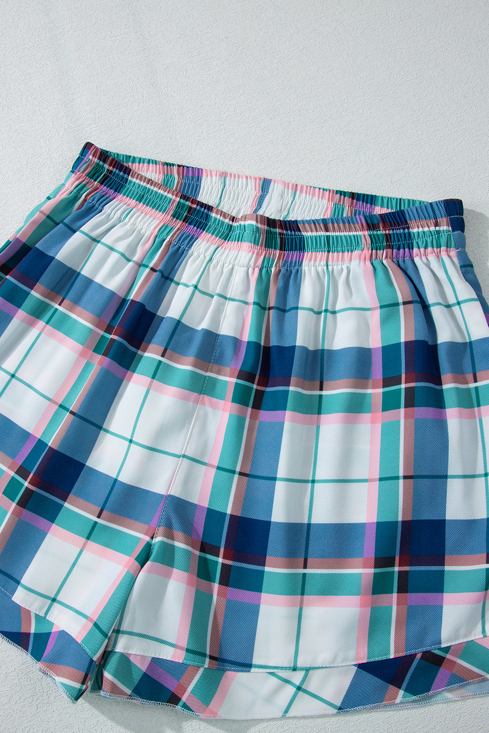 Blue Plaid Print Shirt and Shorts 2Pcs Lounge Set - Glimmer Road