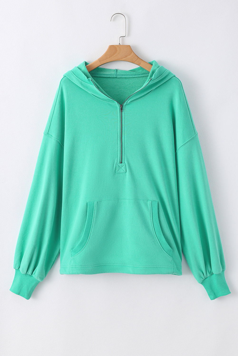 Orange Solid Kangaroo Pocket Half Zipper Oversized Hoodie - Glimmer Road