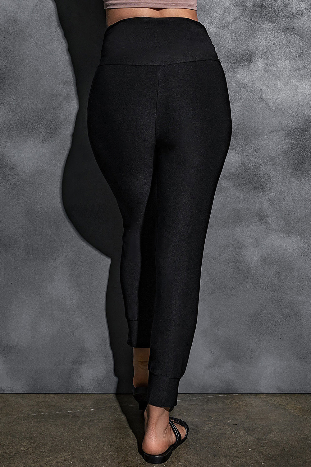 Black High Waist Pleated Pocket Leggings - Glimmer Road
