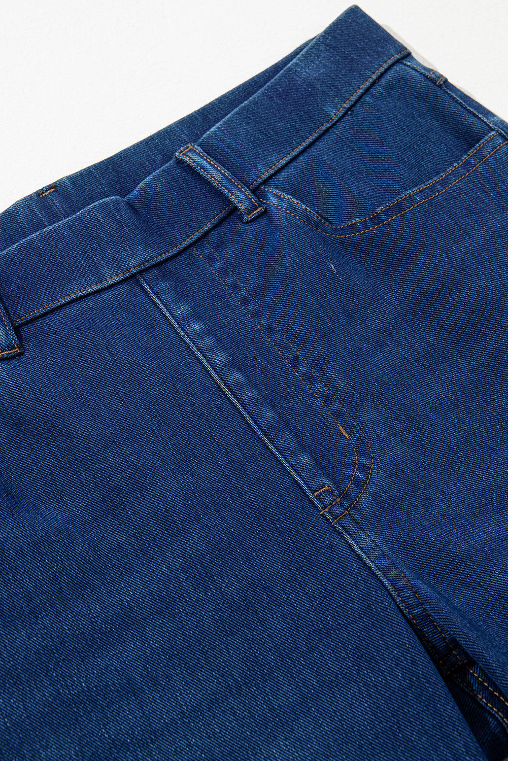 Ashleigh Blue Multiple Pockets Straight Leg Washed Stretchy Knit Casual Jeans - Glimmer Road