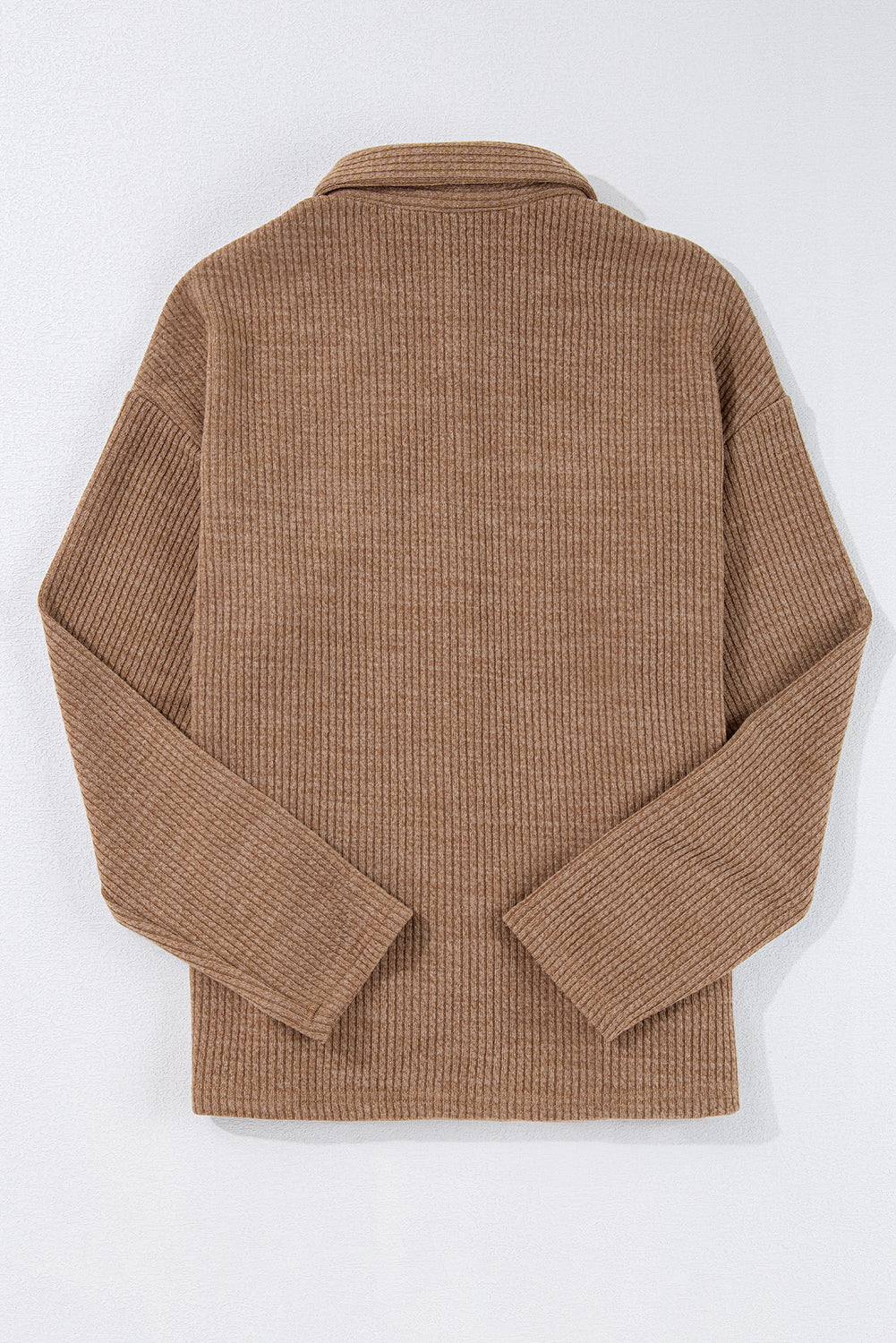 Dark Khaki Solid Color Corduroy Buttoned Long Sleeve Shacket - Glimmer Road