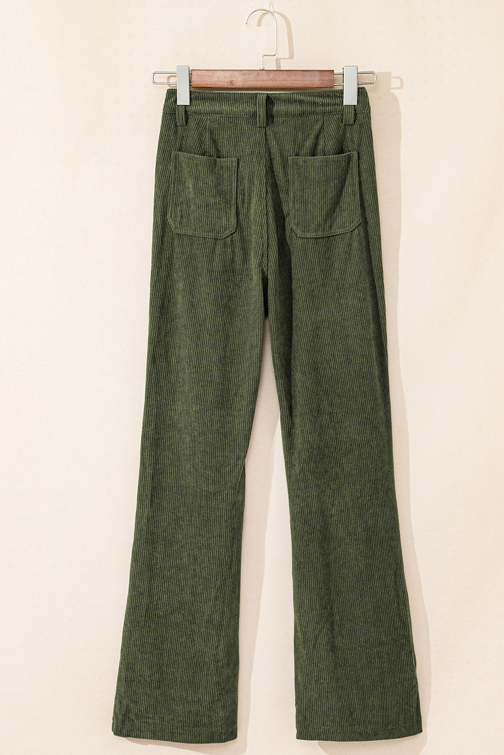 Green High Waist Square Pockets Corduroy Pants - Glimmer Road