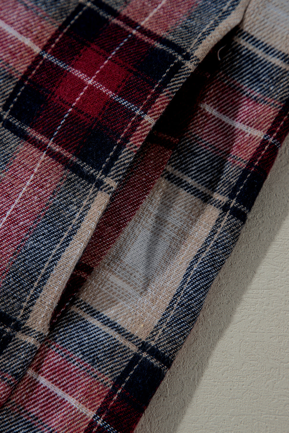 Red Plaid Print Chest Pocket Buttoned Hooded Shacket - Glimmer Road