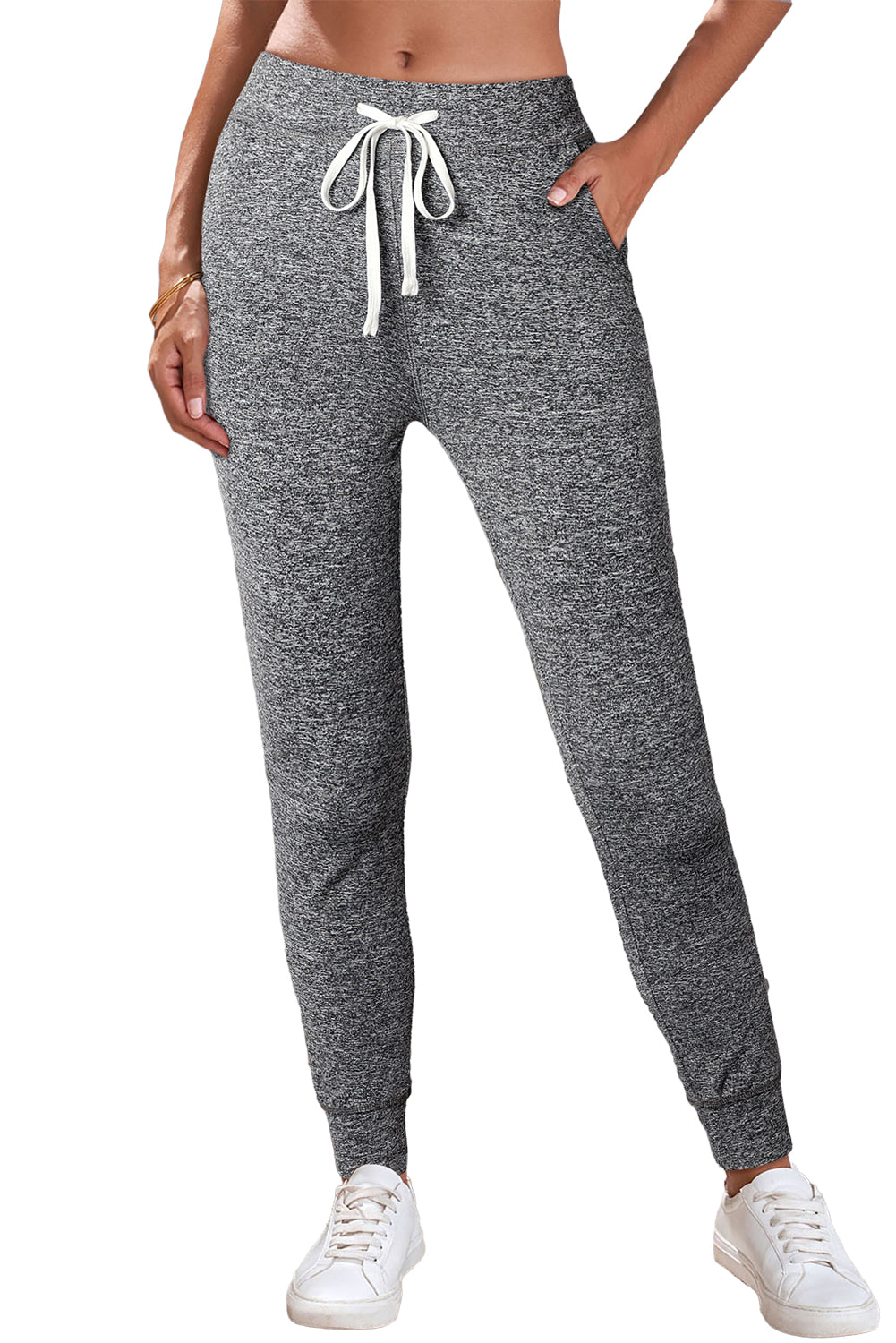 Gray Drawstring Waist Pocketed Joggers - Glimmer Road