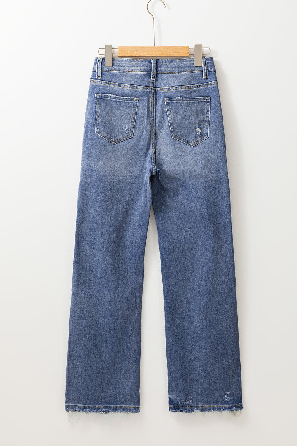 Ashleigh Blue Distressed Raw Hem Straight Leg High Waist Jeans - Glimmer Road
