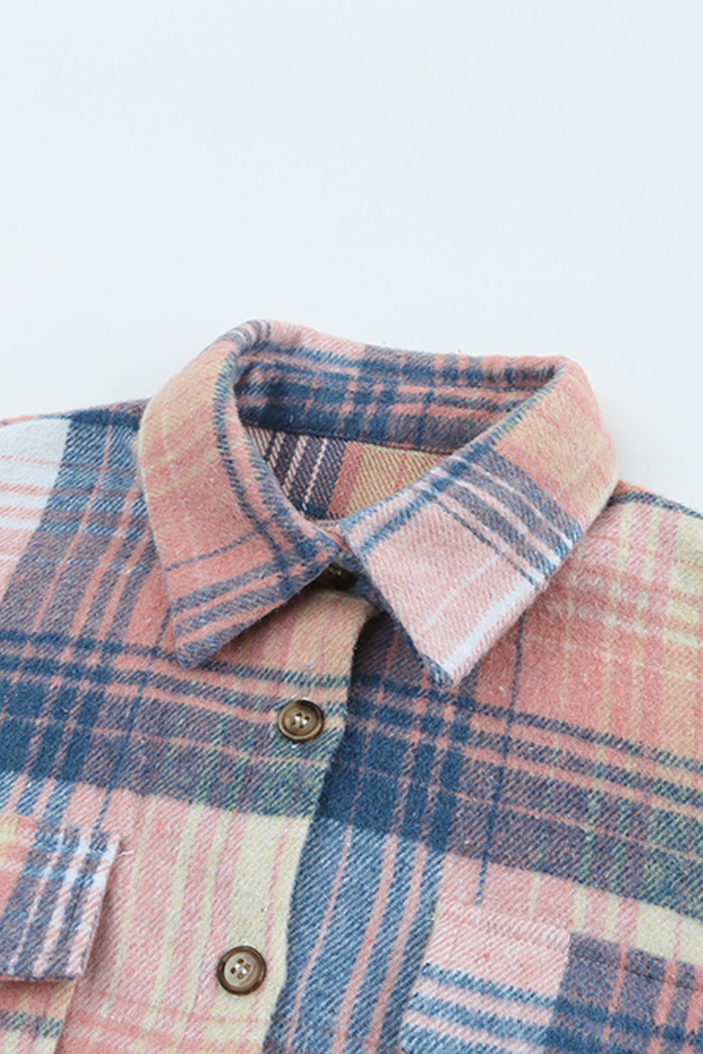 Pink Black/Pink Plaid Flap Pockets Shacket - Glimmer Road