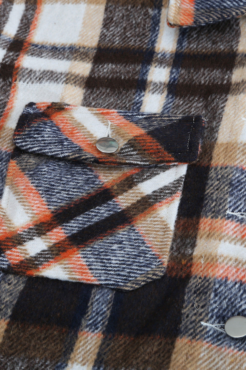 Geometric Plaid Print Pocketed Shacket - Glimmer Road