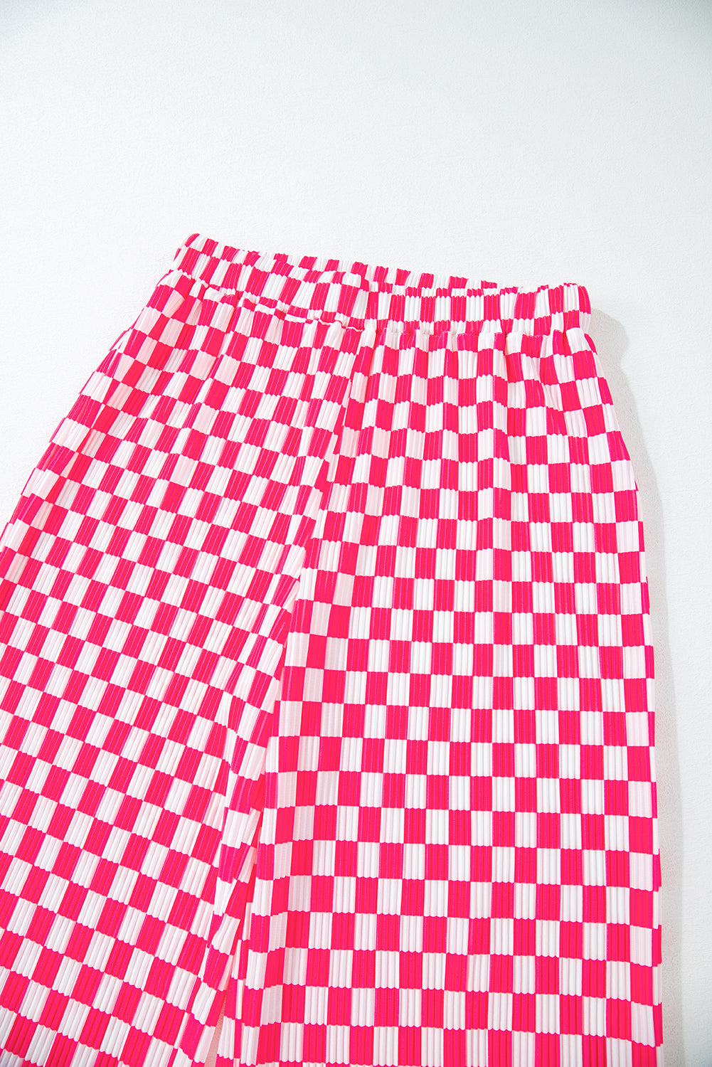 Pink Checkered Buttoned Shirt and High Waist Pants Pajama Set - Glimmer Road