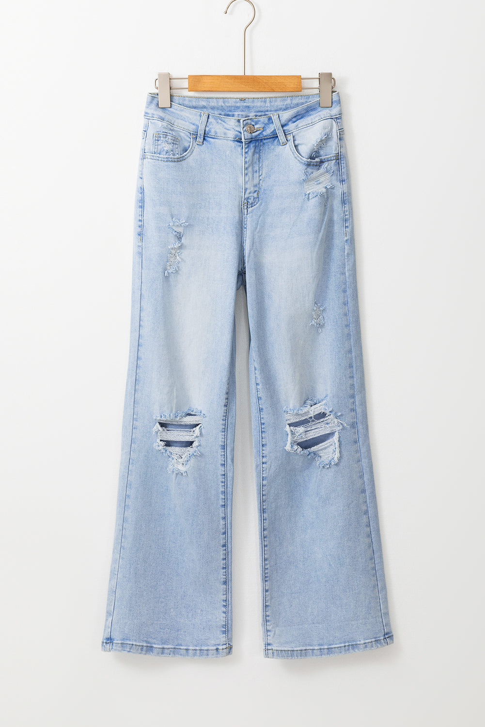 Beau Blue Vintage Light Wash Distressed Flare Jeans - Glimmer Road