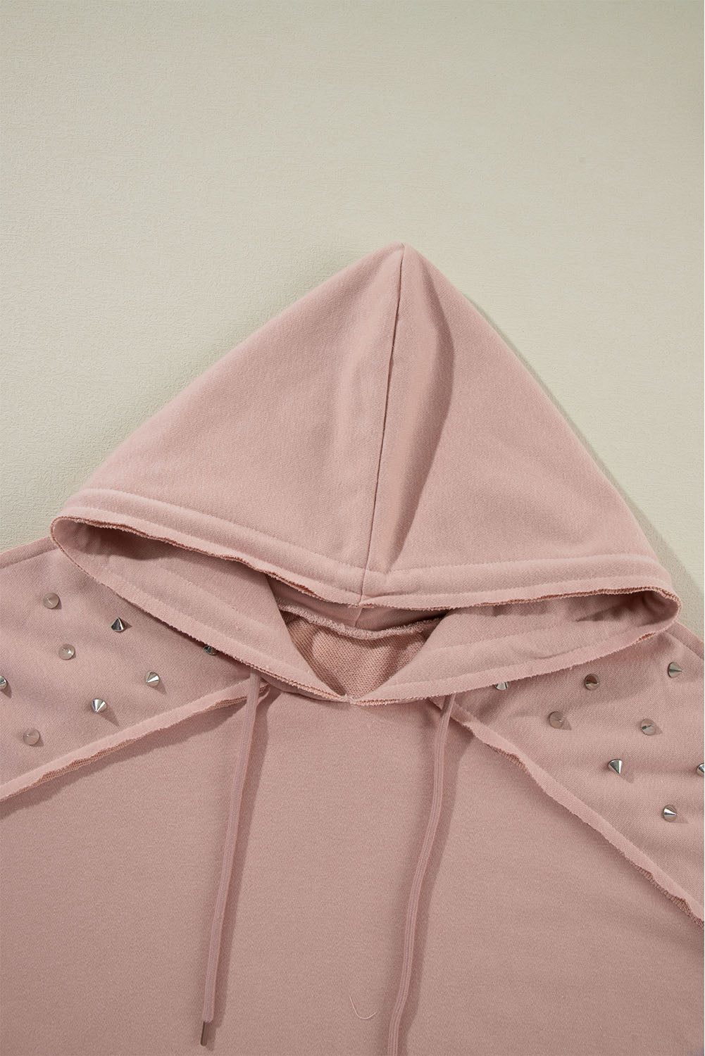 Fushia Solid Color Rivet Stud Raglan Sleeve Hoodie with Pocket - Glimmer Road