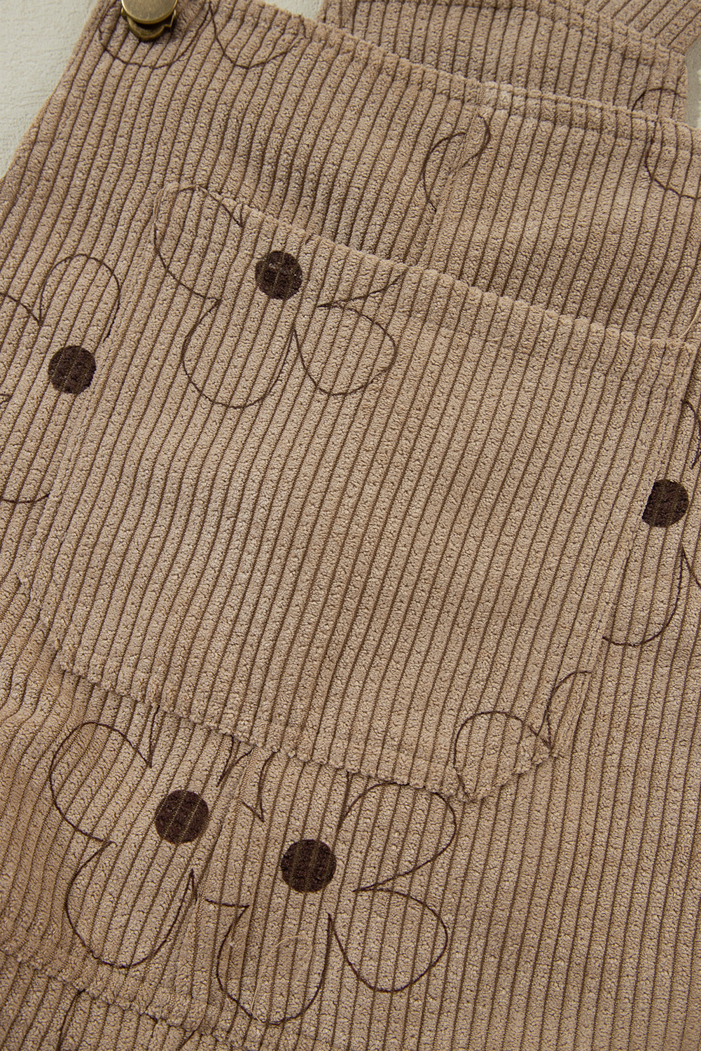 Khaki Flower Print Corduroy Overalls - Glimmer Road