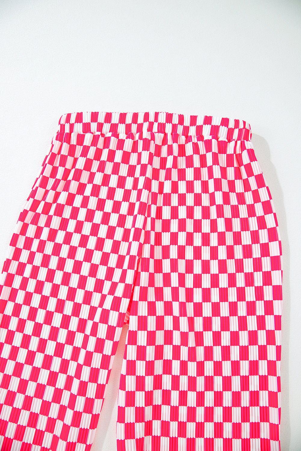 Pink Checkered Buttoned Shirt and High Waist Pants Pajama Set - Glimmer Road