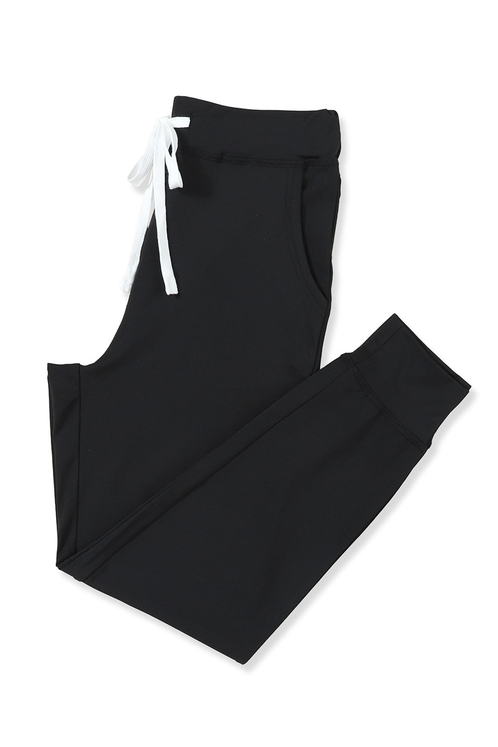Black Drawstring Waist Pocketed Joggers - Glimmer Road