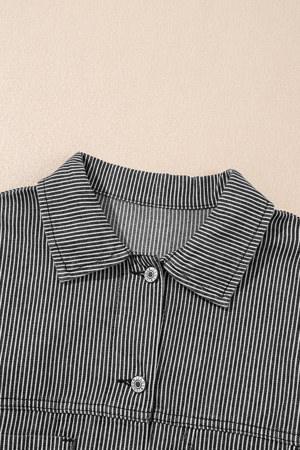 Blue Stripe Washed Oversize Pocketed Denim Jacket - Glimmer Road