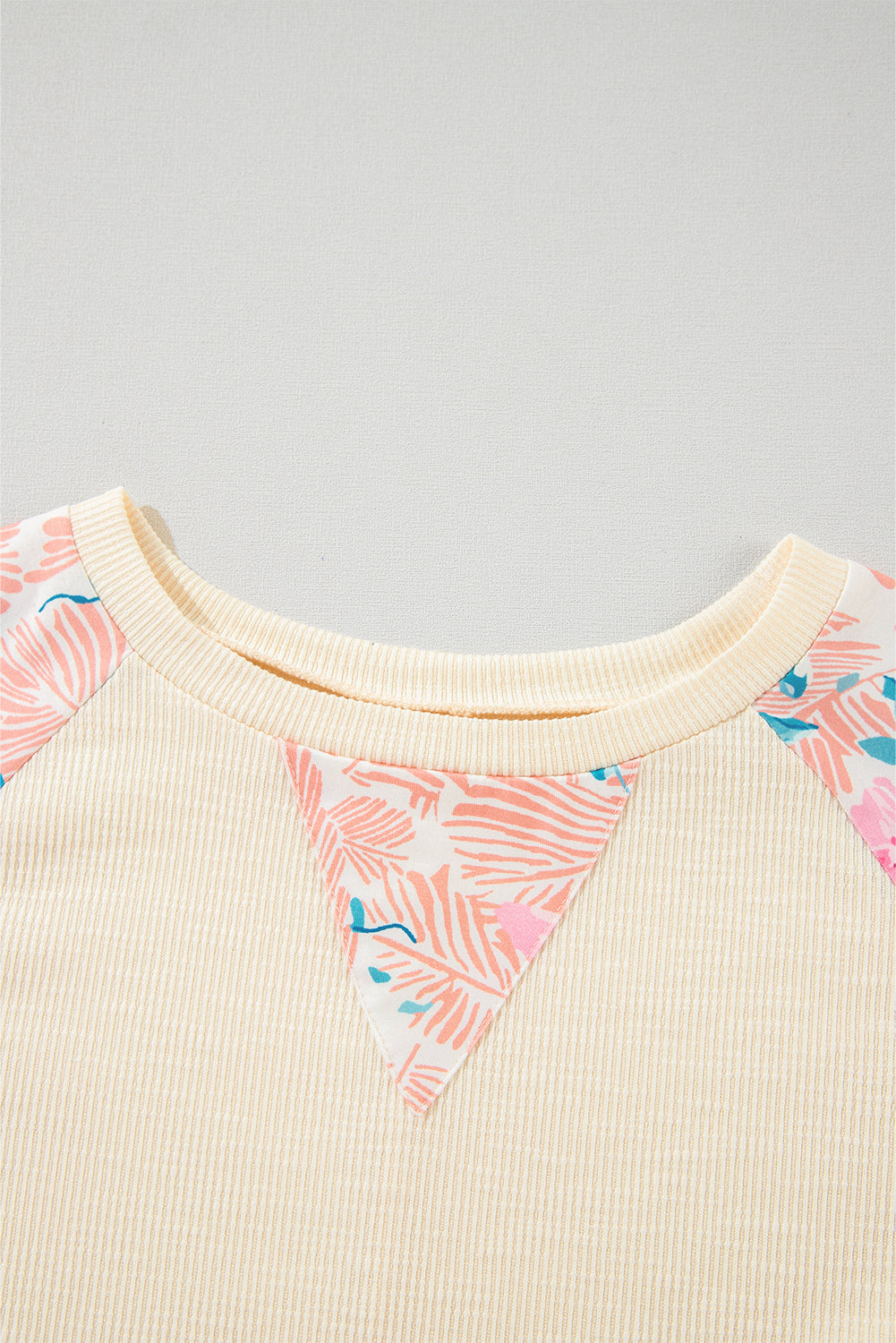 Apricot Textured Floral Patchwork Balloon Sleeve Blouse - Glimmer Road