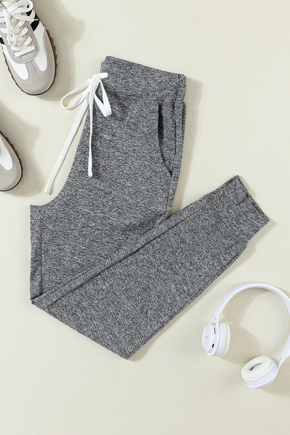 Gray Drawstring Waist Pocketed Joggers - Glimmer Road
