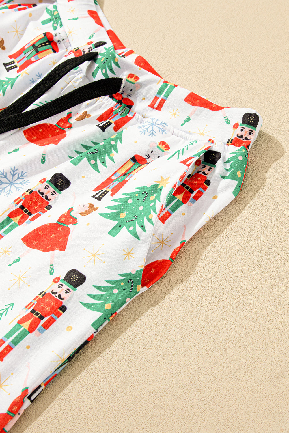 White Printed Christmas Pattern Buttoned Two Piece Sleepwear - Glimmer Road