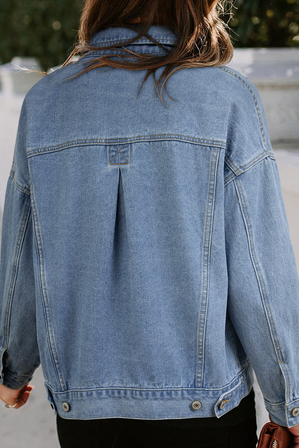 Wild Wind Washed Oversize Pocketed Denim Jacket - Glimmer Road
