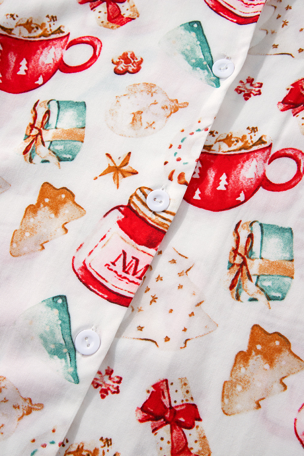 White Christmas Pattern Long Sleeve Shirt and Pants Pajama Set - Glimmer Road