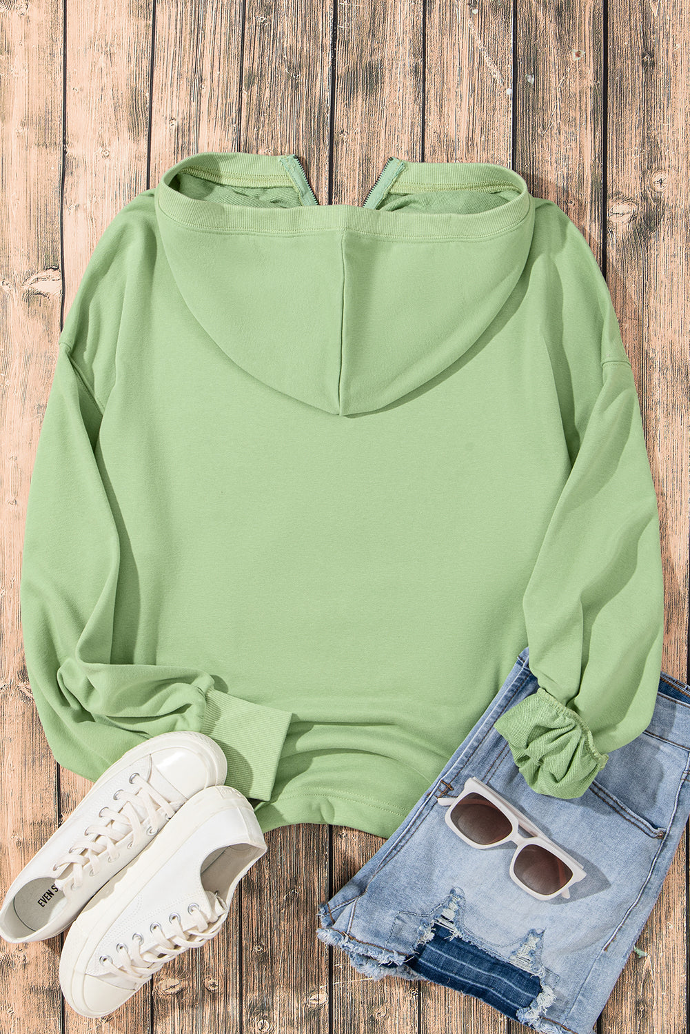 Orange Solid Kangaroo Pocket Half Zipper Oversized Hoodie - Glimmer Road
