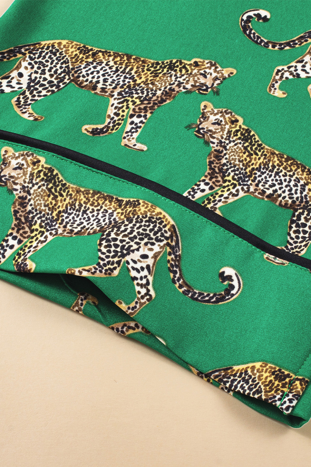Green Cheetah Print Short Sleeve Shirt and Pants Pajama Set - Glimmer Road