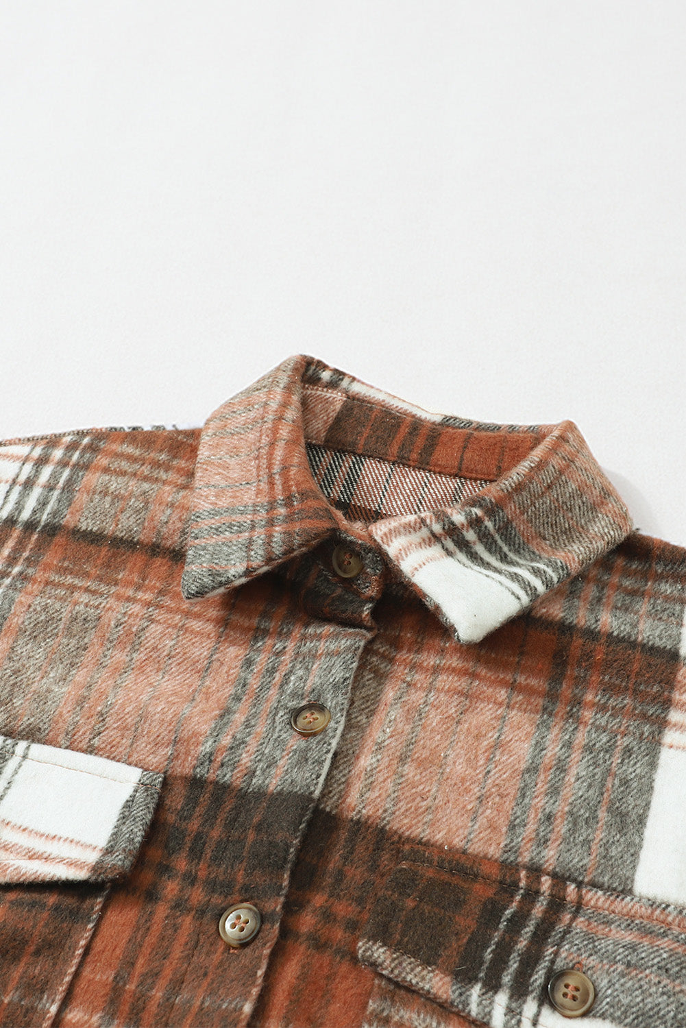 Brown Plaid Flap Pockets Shacket - Glimmer Road