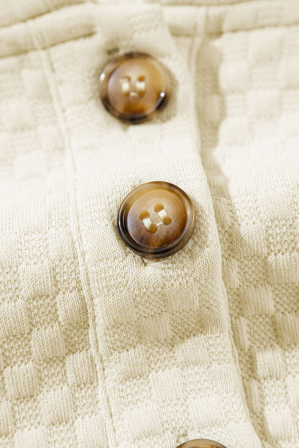 Apricot Textured Buttoned Neckline Side Pockets Hoodie - Glimmer Road