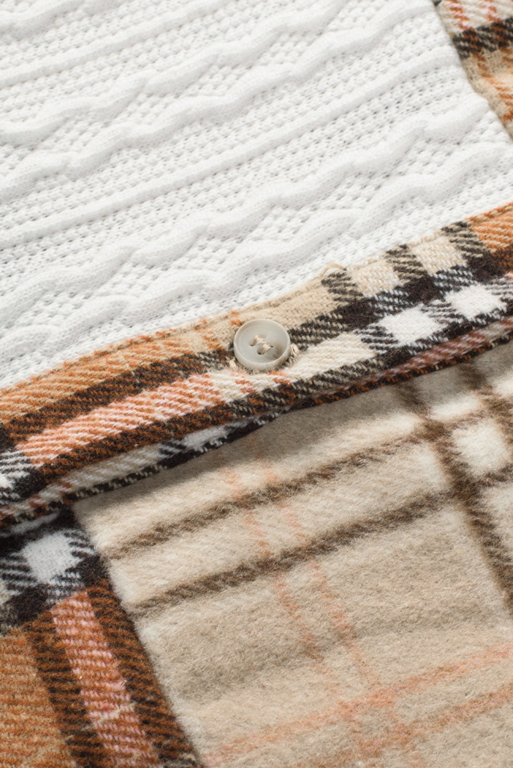 Orange Plaid Color Block Patchwork Shirt Jacket with Pocket - Glimmer Road