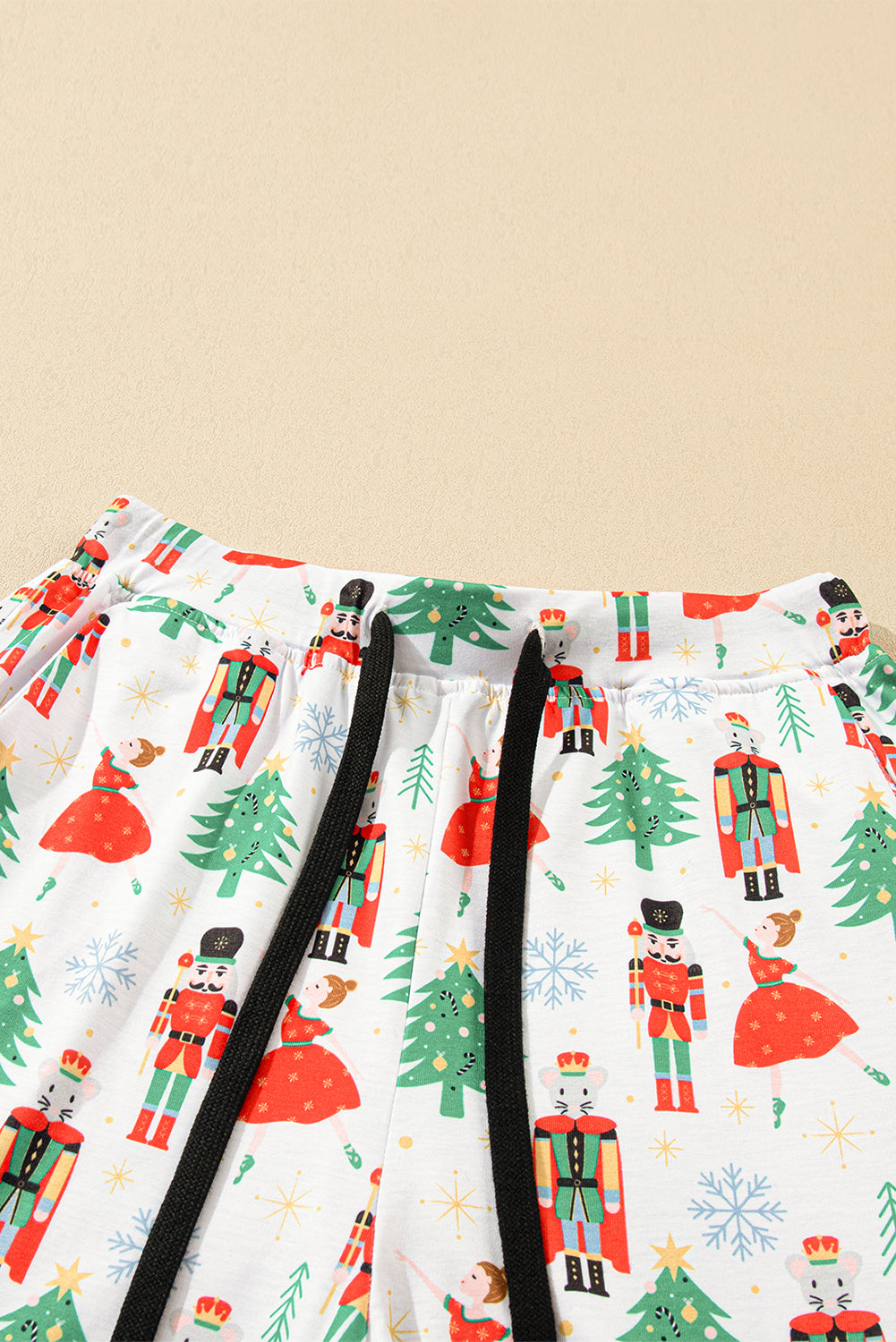 White Printed Christmas Pattern Buttoned Two Piece Sleepwear - Glimmer Road